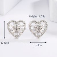 1 Pair Elegant Glam Luxurious Triangle Moon Heart Shape Plating Inlay Sterling Silver Zircon White Gold Plated Ear Studs sku image 4