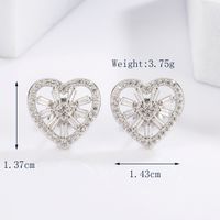 1 Par Elegante Glamour Lujoso Triángulo Luna Forma De Corazón Enchapado Embutido Plata Esterlina Circón Blanco Oro Plateado Pendientes sku image 4