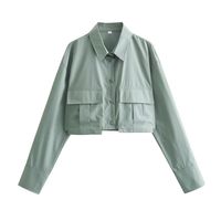 Women's Blouse Long Sleeve Blouses Pocket Simple Style Solid Color main image 3