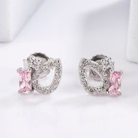 1 Pair Elegant Glam Luxurious Triangle Moon Heart Shape Plating Inlay Sterling Silver Zircon White Gold Plated Ear Studs main image 8