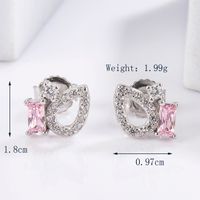 1 Pair Elegant Glam Luxurious Triangle Moon Heart Shape Plating Inlay Sterling Silver Zircon White Gold Plated Ear Studs sku image 1