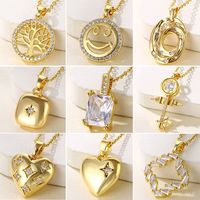 Simple Style Heart Shape Key Stainless Steel Titanium Steel Plating Inlay Zircon 18k Gold Plated Gold Plated Pendant Necklace main image 1