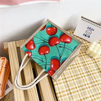 Women's Medium Canvas Cartoon Cute Zipper Canvas Bag sku image 2