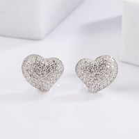 1 Pair Elegant Glam Luxurious Triangle Moon Heart Shape Plating Inlay Sterling Silver Zircon White Gold Plated Ear Studs main image 6