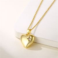 Simple Style Heart Shape Key Stainless Steel Titanium Steel Plating Inlay Zircon 18k Gold Plated Gold Plated Pendant Necklace sku image 7