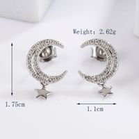 1 Pair Elegant Glam Luxurious Triangle Moon Heart Shape Plating Inlay Sterling Silver Zircon White Gold Plated Ear Studs sku image 3
