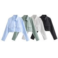 Women's Blouse Long Sleeve Blouses Pocket Simple Style Solid Color main image 1