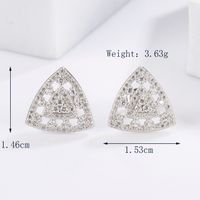 1 Paar Elegant Glam Luxuriös Dreieck Mond Herzform Überzug Inlay Sterling Silber Zirkon Weißgold Plattiert Ohrstecker sku image 5