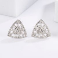 1 Pair Elegant Glam Luxurious Triangle Moon Heart Shape Plating Inlay Sterling Silver Zircon White Gold Plated Ear Studs main image 5