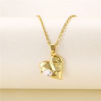 Simple Style Heart Shape Key Stainless Steel Titanium Steel Plating Inlay Zircon 18k Gold Plated Gold Plated Pendant Necklace sku image 1