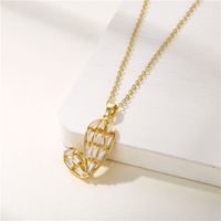 Simple Style Heart Shape Key Stainless Steel Titanium Steel Plating Inlay Zircon 18k Gold Plated Gold Plated Pendant Necklace sku image 11