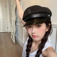 Women's Preppy Style Streetwear Solid Color Curved Eaves Beret Hat main image 3