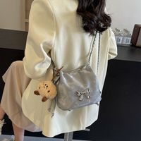 Women's Medium Pu Leather Solid Color Bow Knot Basic Bucket Magnetic Buckle Crossbody Bag main image 6