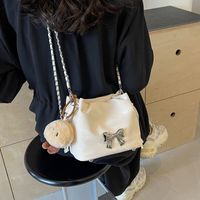 Women's Medium Pu Leather Solid Color Bow Knot Basic Bucket Magnetic Buckle Crossbody Bag main image 5