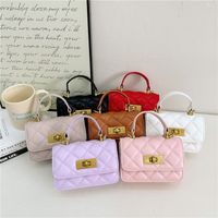 Women's Pu Leather Solid Color Cute Square Lock Clasp Handbag main image 1