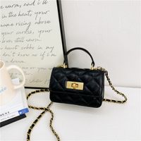 Women's Pu Leather Solid Color Cute Square Lock Clasp Handbag sku image 7