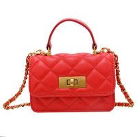 Women's Pu Leather Solid Color Cute Square Lock Clasp Handbag main image 3