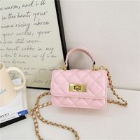 Women's Pu Leather Solid Color Cute Square Lock Clasp Handbag sku image 6