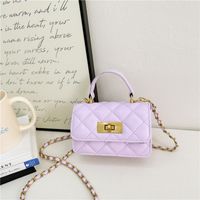Women's Pu Leather Solid Color Cute Square Lock Clasp Handbag sku image 2