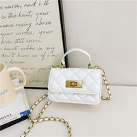 Women's Pu Leather Solid Color Cute Square Lock Clasp Handbag sku image 1