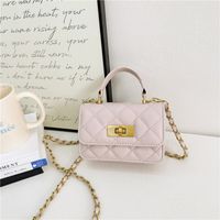 Women's Pu Leather Solid Color Cute Square Lock Clasp Handbag sku image 5