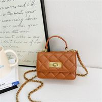 Women's Pu Leather Solid Color Cute Square Lock Clasp Handbag sku image 3