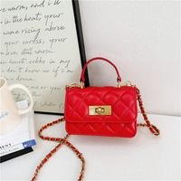 Women's Pu Leather Solid Color Cute Square Lock Clasp Handbag sku image 4