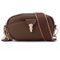 Women's Mini Pu Leather Solid Color Classic Style Oval Zipper Crossbody Bag sku image 3