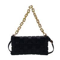 Women's Small Pu Leather Solid Color Streetwear Weave Square Zipper Shoulder Bag sku image 5