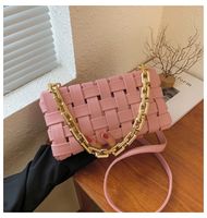 Women's Small Pu Leather Solid Color Streetwear Weave Square Zipper Shoulder Bag main image 5