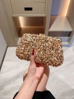 Gold Polyester Solid Color Sequins Square Evening Bags main image 3