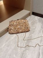 Gold Polyester Solid Color Sequins Square Evening Bags main image 4