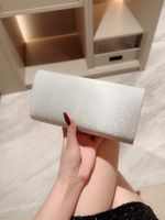 Apricot Silver Polyester Solid Color Bow Knot Square Evening Bags main image 6