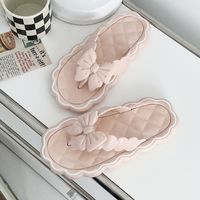 Women's Casual Solid Color Bowknot Round Toe Flip Flops sku image 4