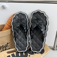 Women's Casual Solid Color Bowknot Round Toe Flip Flops sku image 7