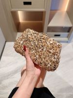 Gold Polyester Solid Color Sequins Square Evening Bags main image 5