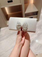 Apricot Silver Polyester Solid Color Bow Knot Square Evening Bags main image 5