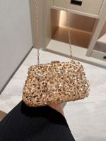 Gold Polyester Solid Color Sequins Square Evening Bags main image 2