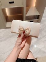 Apricot Silver Polyester Solid Color Bow Knot Square Evening Bags main image 2
