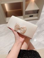 Apricot Silver Polyester Solid Color Bow Knot Square Evening Bags main image 8