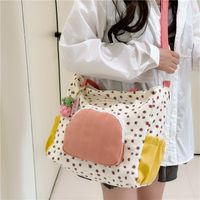 Women's Large Nylon Color Block Preppy Style Zipper Shoulder Bag sku image 1