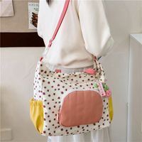 Women's Large Nylon Color Block Preppy Style Zipper Shoulder Bag main image 4