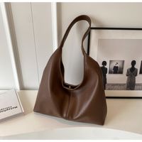 Women's Large Pu Leather Solid Color Basic Zipper Tote Bag sku image 1