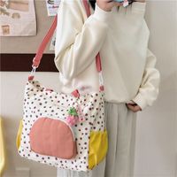 Women's Large Nylon Color Block Preppy Style Zipper Shoulder Bag main image 5