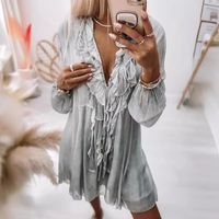 Women's Chiffon Shirt Long Sleeve Blouses Sexy Solid Color main image 4