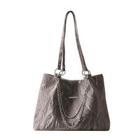 Women's Large Pu Leather Solid Color Classic Style Zipper Tote Bag sku image 1