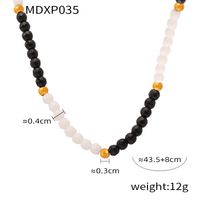 Bohemian Simple Style Commute Round Natural Stone Agate Titanium Steel Beaded 18K Gold Plated Unisex Necklace sku image 2