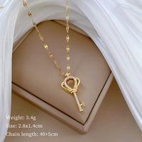 Großhandel IG-Stil Moderner Stil Einfacher Stil Kreuzen Schlüssel Titan Stahl Kupfer Inlay Künstliche Edelsteine Halskette Mit Anhänger sku image 1