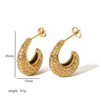 1 Pair Elegant Luxurious Solid Color Plating Inlay 304 Stainless Steel Pearl Zircon 18K Gold Plated Ear Studs main image 5