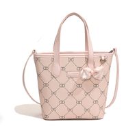 Women's Medium Pu Leather Solid Color Argyle Bow Knot Classic Style Zipper Crossbody Bag sku image 1